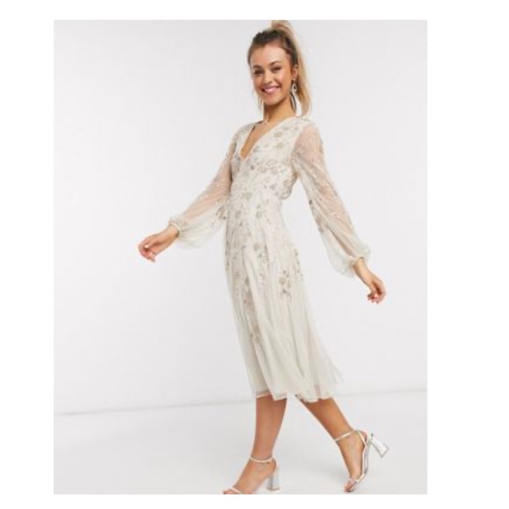 ASOS champagne midi dress